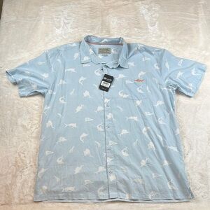 Salt Life Blue and White Casual Button Down Shirt